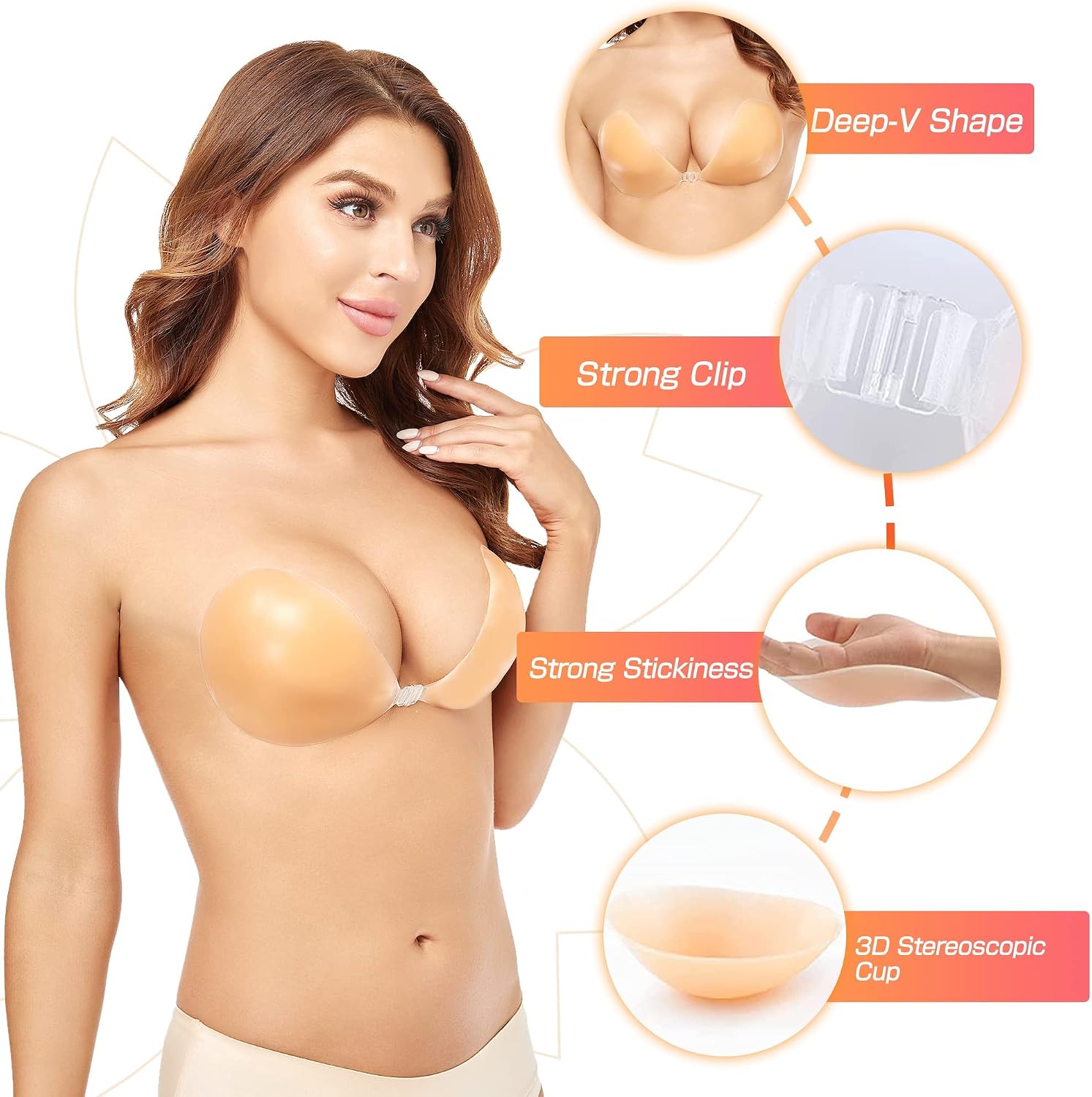 Sutiã de Silicone Sólido Sem F - Push Up Bra Silicone avaliação e preço